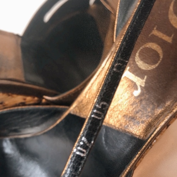 Dior wedged shoes 7.5 37.5 bronze gold gloss cork wedge authentic - Picture 6 of 16